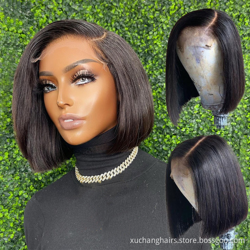Short Bob Lace Front Wig Human Hair,new Arrival Middle Part 8 Inch Remy Hair,wigs for Black Women wearing Silky Straight Weave